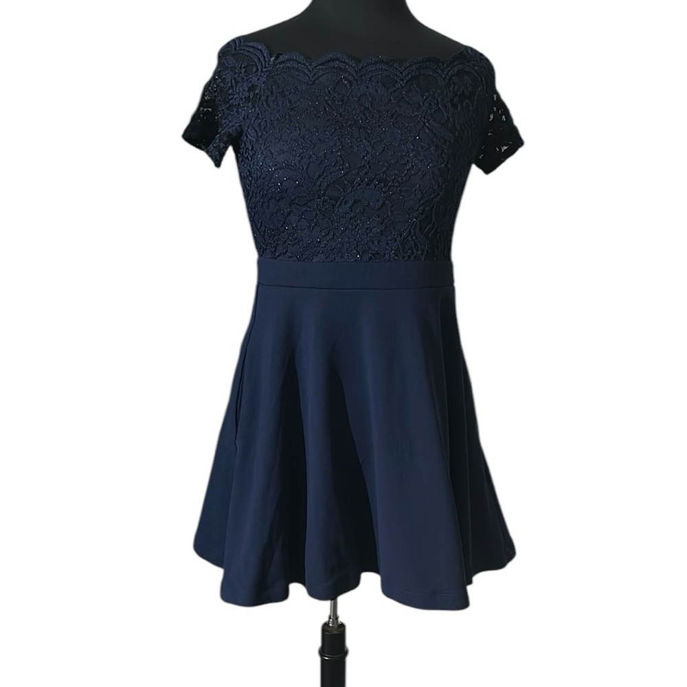 City Studio Navy Lace Skater Dress Size 11/12